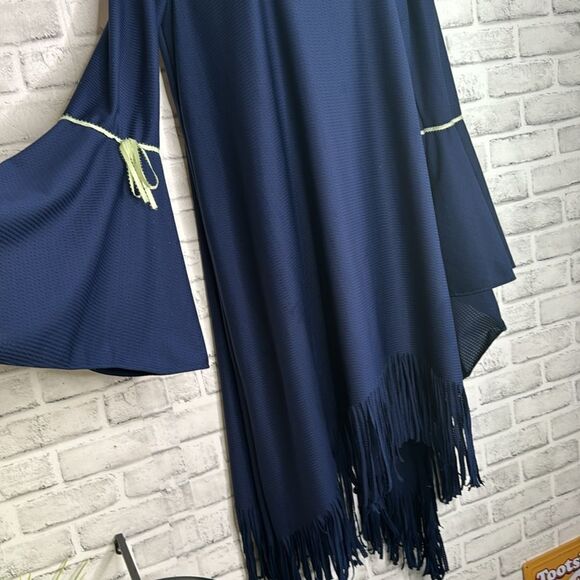 Navy Blue Bell Sleeve Fringe Dress Size 1X - Picture 4 of 4